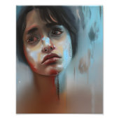 悲しい女性抽象芸術AIがアートを生み出す フォトプリント            (正面)