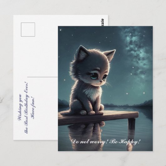 悲しい子ネコ。 ポストカード (正面/裏面)