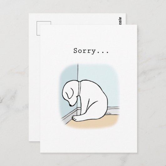 悲しい子犬すいません申し訳ない ポストカード (正面/裏面)