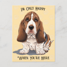 悲しい子犬はがきあなたはここに幸せ ポストカード