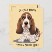 悲しい子犬はがきあなたはここに幸せ ポストカード (正面/裏面)