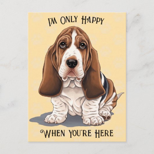 悲しい子犬はがきあなたはここに幸せ ポストカード (正面)