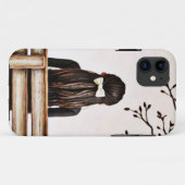 悲しい少女が一人で座って鉛筆のスケッチ Case-Mate iPhoneケース (裏面(横))