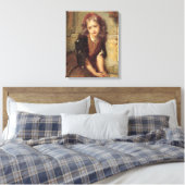 悲しい少女と死んだキンカチョウ（ペットの追悼） キャンバスプリント (インサイチュ (寝室))