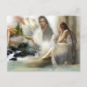 悲しい少女を見守るイエス ポストカード (正面)