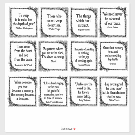 悲しい引用文華美のヴィンテージ黒縁ど シール (シート)