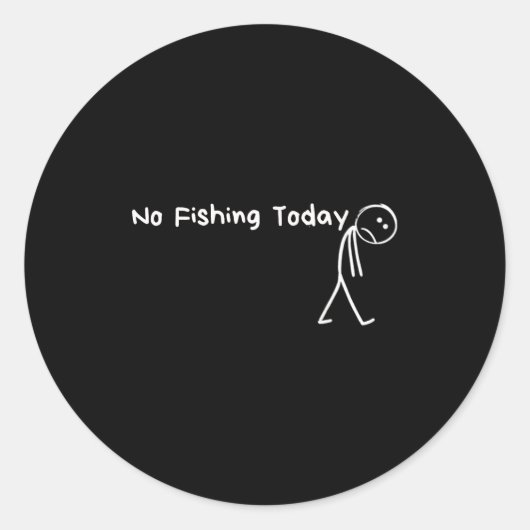 悲しい棒人間 釣り好き 今日は釣りはお休み ラウンドシール (正面)