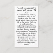 悲しい母祈りの言葉カード コーリングカード (裏面)