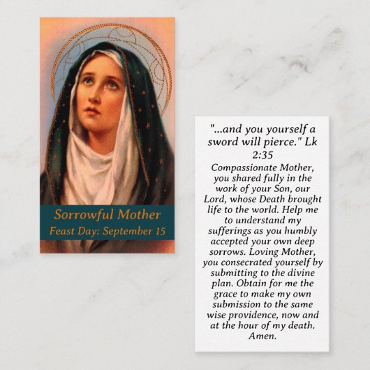 悲しい母祈りの言葉カード コーリングカード (正面/裏面)