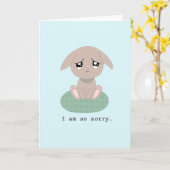 悲しい泣き叫びかわいいバニーごめんごめんごめんごめん カード (黄色い花)