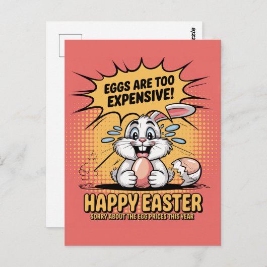 悲しい泣き叫びイースターバニーエッグあまりにも高価な漫画 ポストカード (正面/裏面)