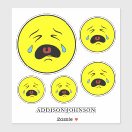 悲しい泣き叫び涙の黄色い顔コレクション名8" シール