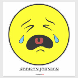 悲しい泣き叫び涙絵文字イエロー顔追加14" シール