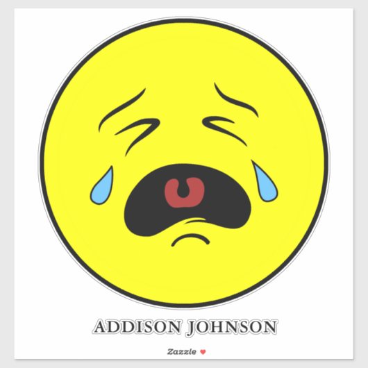 悲しい泣き叫び涙絵文字イエロー顔追加14" シール (シート)