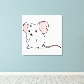 悲しい泣き叫び間引き白いマウスカードスタンプのラベル キャンバスプリント (インサイチュ (ウッドフロア))