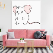 悲しい泣き叫び間引き白いマウスカードスタンプのラベル キャンバスプリント (インサイチュ (リビング))