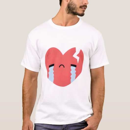 悲しい涙の壊れたハートの落書き Tシャツ (正面)