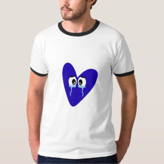 悲しい涙を流す青いハートのAesthetic Tシャツ