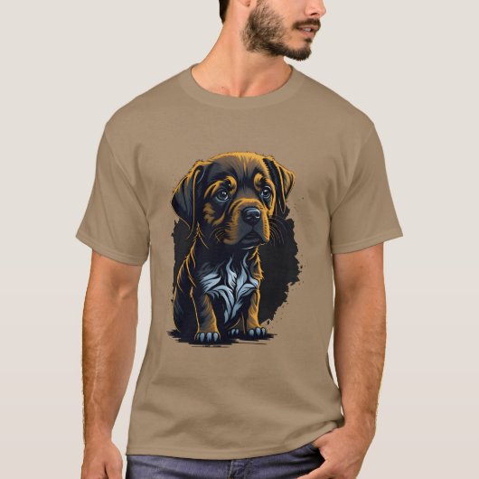 悲しい犬のレトロな男 Tシャツ (正面)