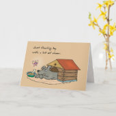 悲しい犬の考え犬小屋 カード (黄色い花)