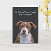 悲しい犬はペットを亡くしたことに対して哀悼の意を表する カード (黄色い花)