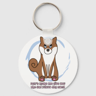 悲しい犬は柴犬Keychainを注目します キーホルダー