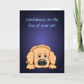 悲しい犬漫画の哀悼の言葉ペットの同情カード カード (正面)