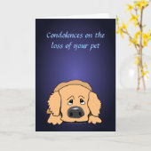 悲しい犬漫画の哀悼の言葉ペットの同情カード カード (黄色い花)