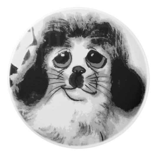 悲しい犬 セラミックノブ (正面)