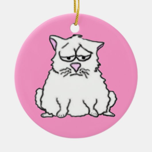 悲しい猫のオーナメント セラミックオーナメント (正面)