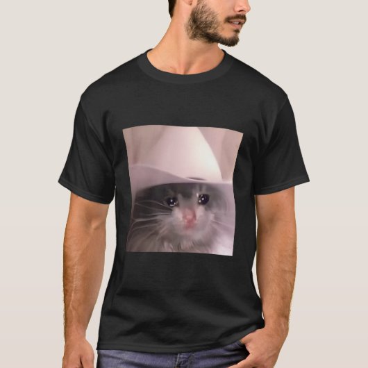 悲しい猫カウボーイハット Tシャツ (正面)