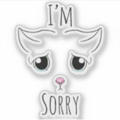 悲しい猫顔ーすいませんカスタムビニール切りステッカー シール (正面)