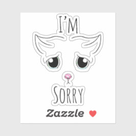 悲しい猫顔ーすいませんカスタムビニール切りステッカー シール