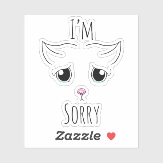 悲しい猫顔ーすいませんカスタムビニール切りステッカー シール (シート)