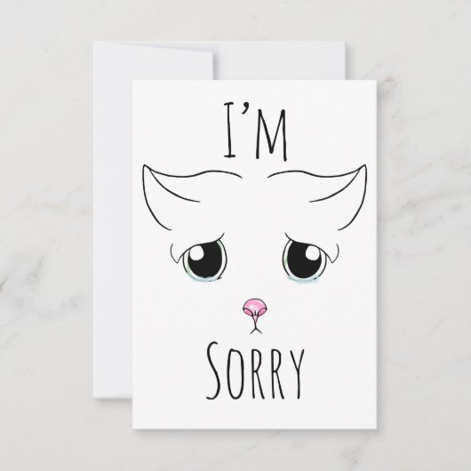 悲しい猫顔：ごめんなさい サンキューカード (正面)