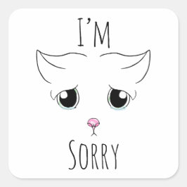 悲しい猫顔:ごめんなさい スクエアシール