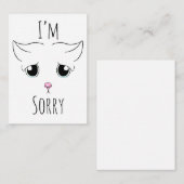 悲しい猫顔：ごめんなさい ノートカード (正面/裏面)