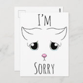悲しい猫顔:ごめんなさい ポストカード (正面/裏面)