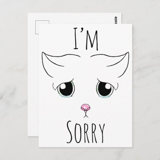 悲しい猫顔:ごめんなさい ポストカード (正面/裏面)