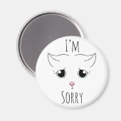 悲しい猫顔：ごめんなさい マグネット (正面/裏面)