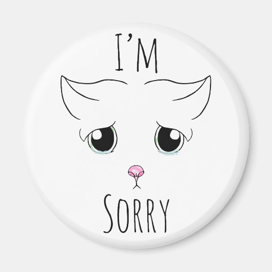 悲しい猫顔：ごめんなさい マグネット (正面)