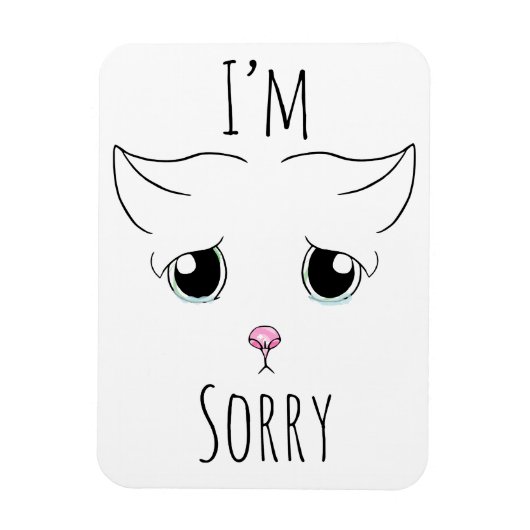 悲しい猫顔:ごめんなさい マグネット (縦)