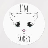 悲しい猫顔：ごめんなさい ラベル (デザイン2)