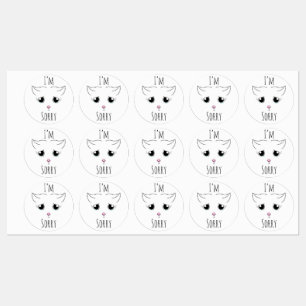 悲しい猫顔：ごめんなさい ラベル