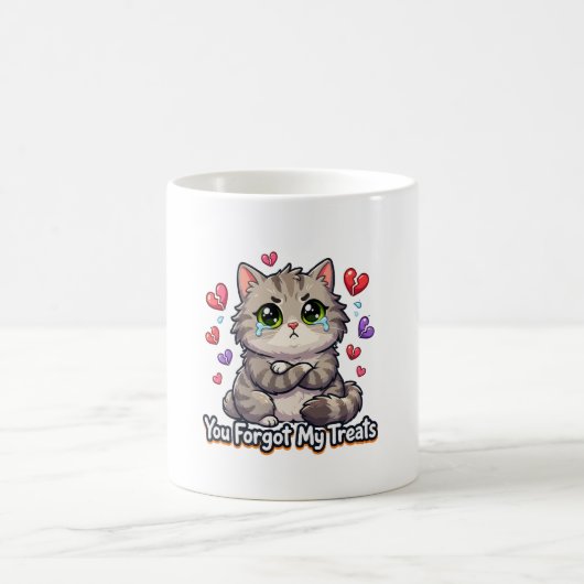 悲しい猫、おやつを忘れないで コーヒーマグカップ (中央)