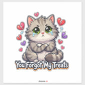 悲しい猫、おやつを忘れないで シール (シート)