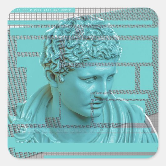 悲しい男性ステッカー スクエアシール (正面)