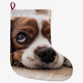 悲しい目のコッカースパニエル犬犬 ラージクリスマスストッキング