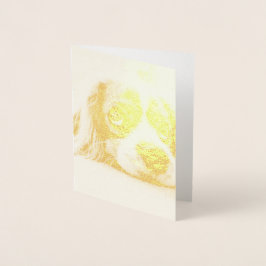 悲しい目のコッカースパニエル犬犬 箔カード