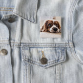悲しい目のコッカースパニエル犬犬 缶バッジ (インサイチュ)